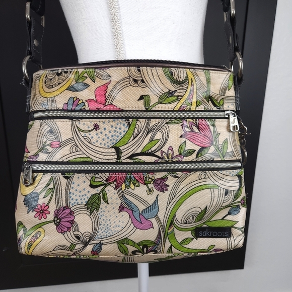 Sak Roots White Peace Dove Coated Canvas Purse - Picture 2 of 12